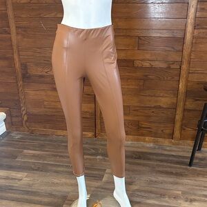 cleo Faux Leather Leggings in Caramel Brown